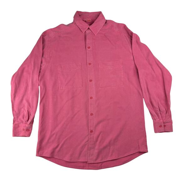 Vintage Tianello Pink Double Pocket Tencel Button Up Shirt Men's Size XS - Picture 1 of 7